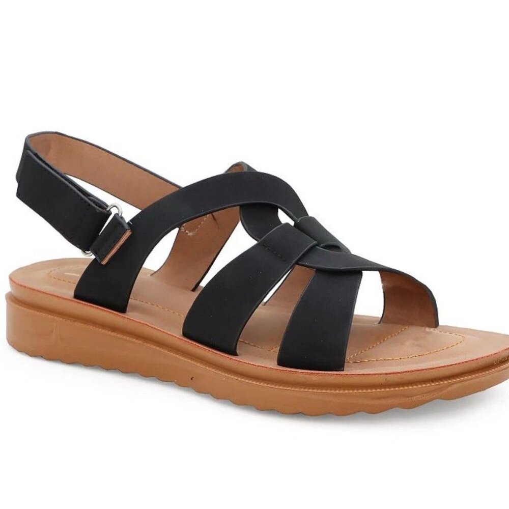 Yoki Carlota-04 Women's Criss-Cross Upper Slide Sandals Size 9 Black MSRP $59